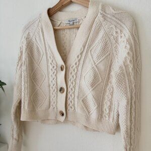 Madewell Cable-Knit Cropped Cardigan – XXS – Ivory